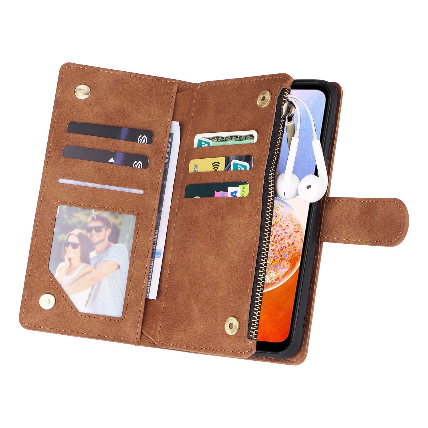For Samsung Galaxy A35 5G Case Zipper Leather Wallet Cover with Multiple Card Slots For Samsung Galaxy A35 5G Case Zipper Leather Wallet Cover with Multiple Card Slots
